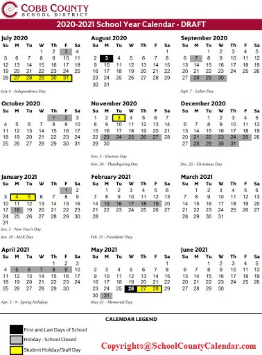 Cobb County Schools Calendar 2020