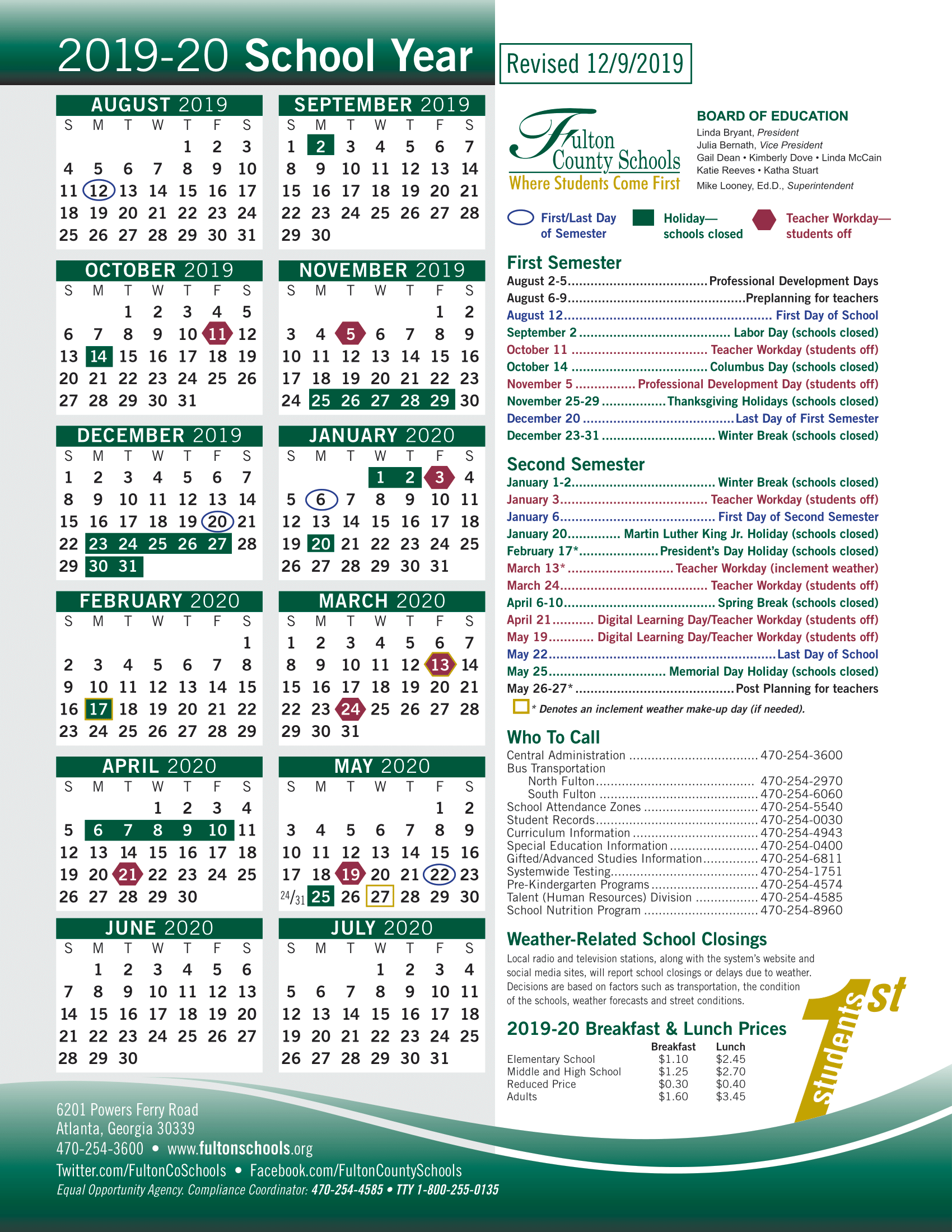 Fulton County Public Schools Calendar | County School Calendar
