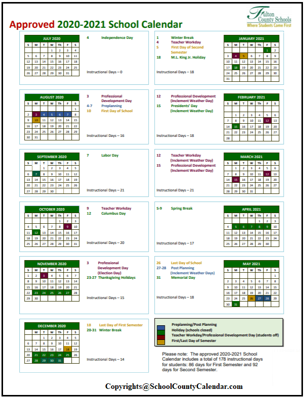 Fulton County School Calendar 2021 22 Important Update