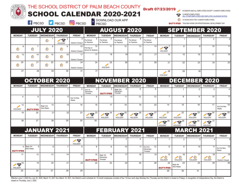 Palm Beach County School Calendar 2021 2022 Important Update County 