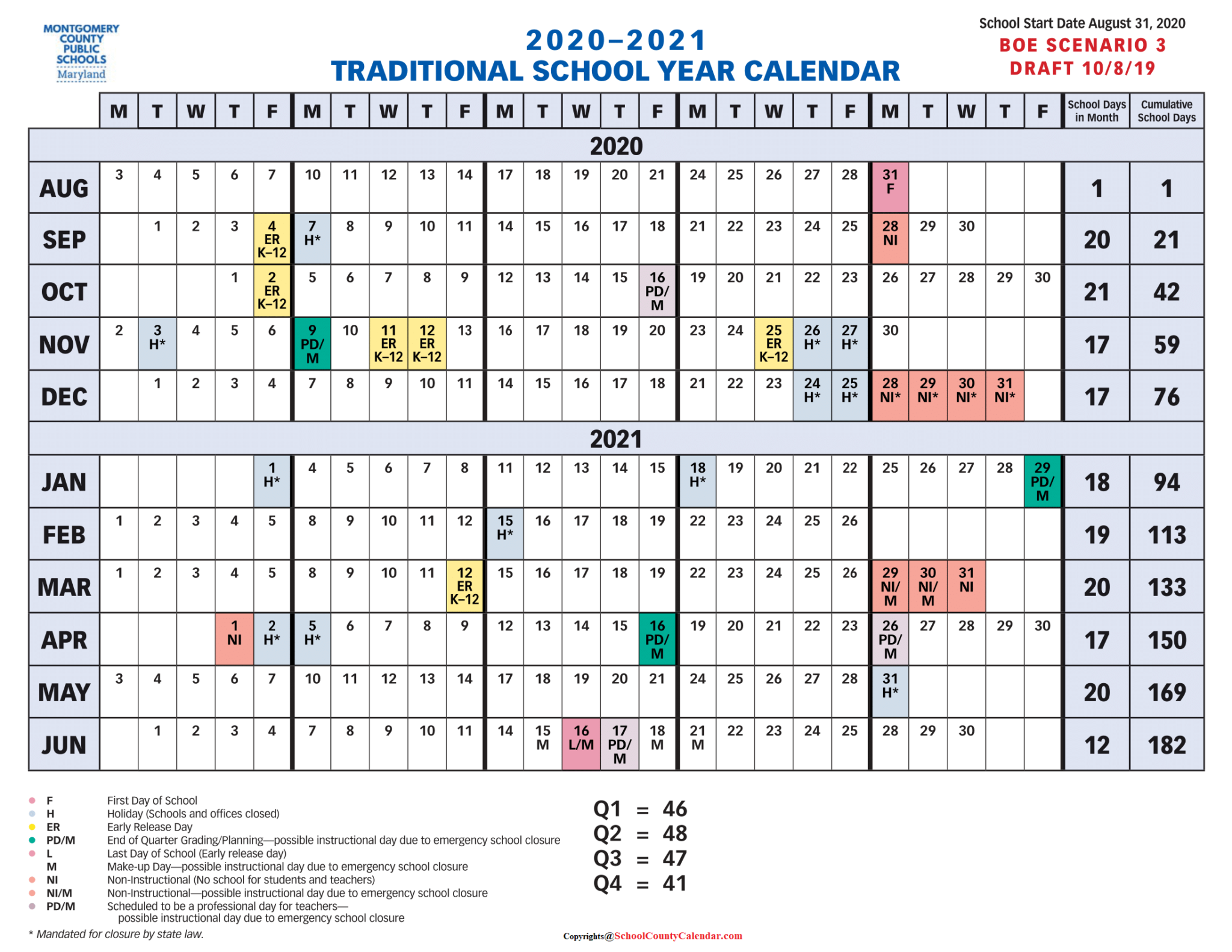 Montgomery County School Calendar 2023 County School Calendar