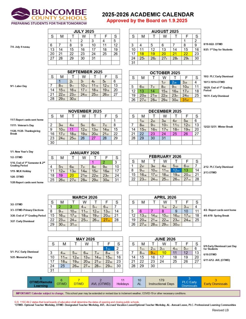 Buncombe County Schools Calendar 2025