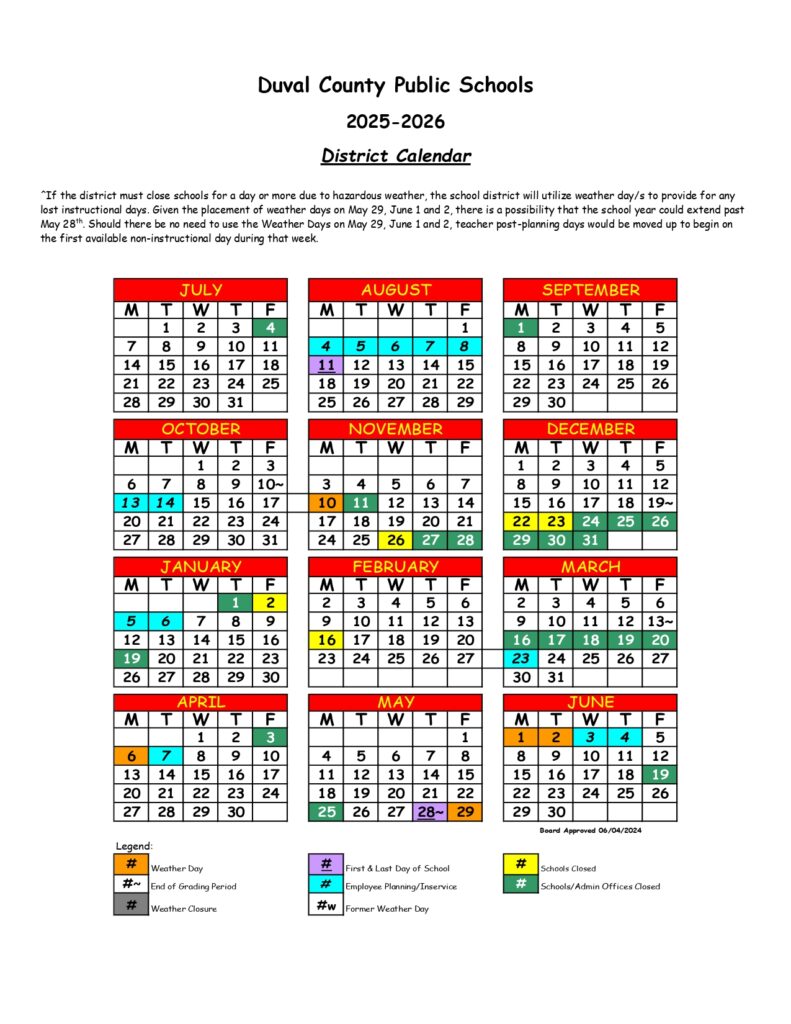 Duval County Public Schools Calendar 2025