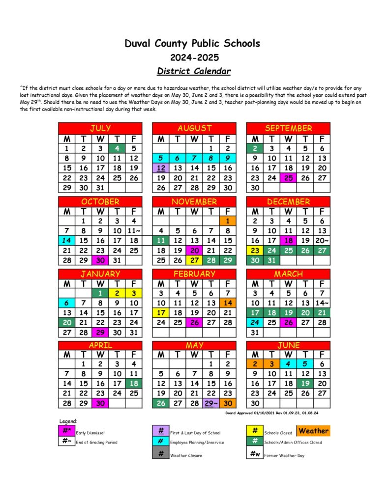 Duval County School Calendar