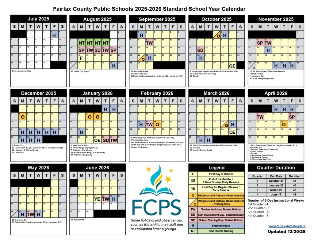 Fairfax County Schools Calendar