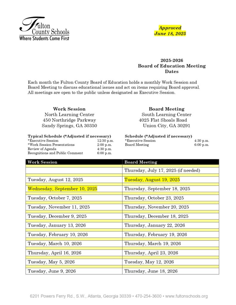 Fulton County Public Schools Calendar 2025
