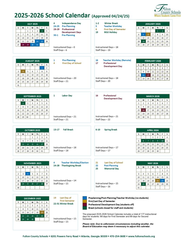 Fulton County Schools Calendar 2025