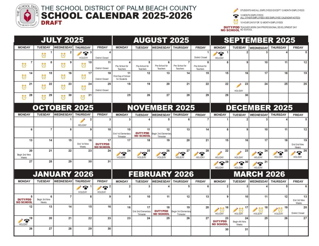 Palm Beach County Schools Calendar