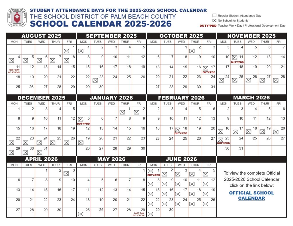 Palm Beach School Calendar 2025